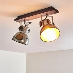 Luminaires Rustiques-hofstein Plafonnier Hora Bois foncé, 2 lumières