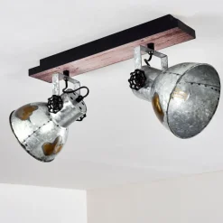 Lampes Vintages & Rétros-hofstein Plafonnier Hora Bois foncé, Argenté, 1 lumière