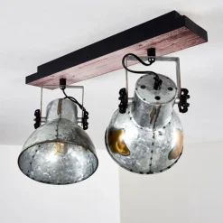 Lampes Vintages & Rétros-hofstein Plafonnier Hora Bois foncé, Argenté, 1 lumière