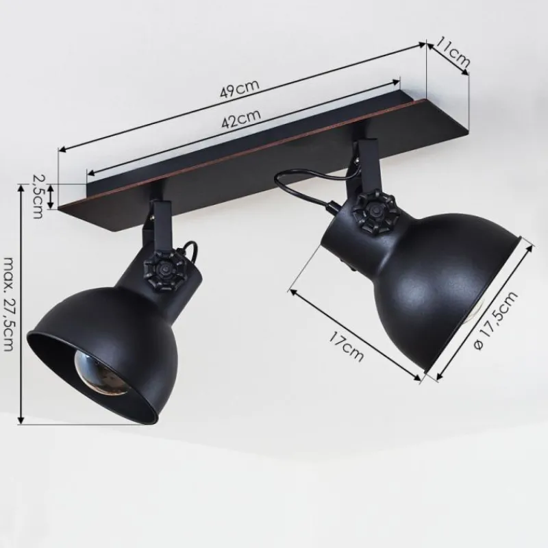 Lampes Industrielles-hofstein Plafonnier Hora Noir, 2 lumières