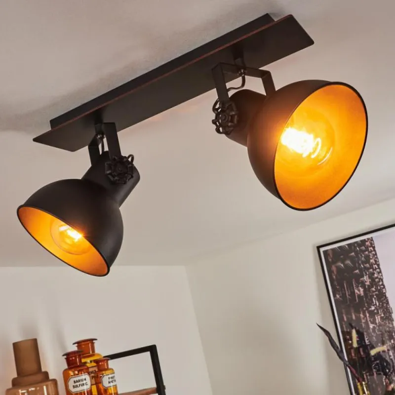 Lampes Industrielles-hofstein Plafonnier Hora Noir, 2 lumières