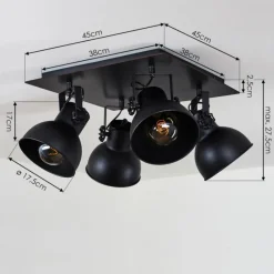 hofstein Plafonnier Hora Noir, 4 lumières