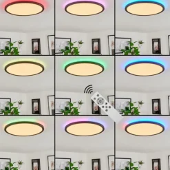 hofstein Plafonnier Hortinhas LED Noir, 1 lumière, Télécommandes, Changeur de couleurs