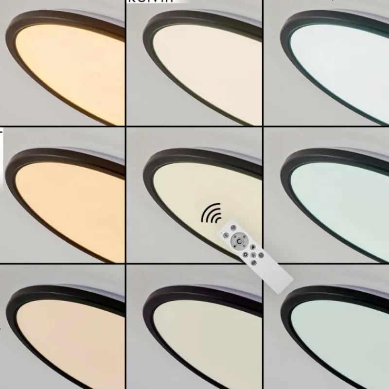 hofstein Plafonnier Hortinhas LED Noir, 1 lumière, Télécommandes, Changeur de couleurs