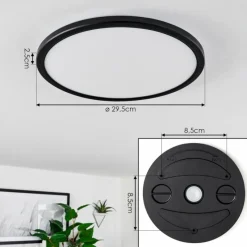 hofstein Plafonnier Hortinhas LED Noir, 1 lumière, Télécommandes, Changeur de couleurs