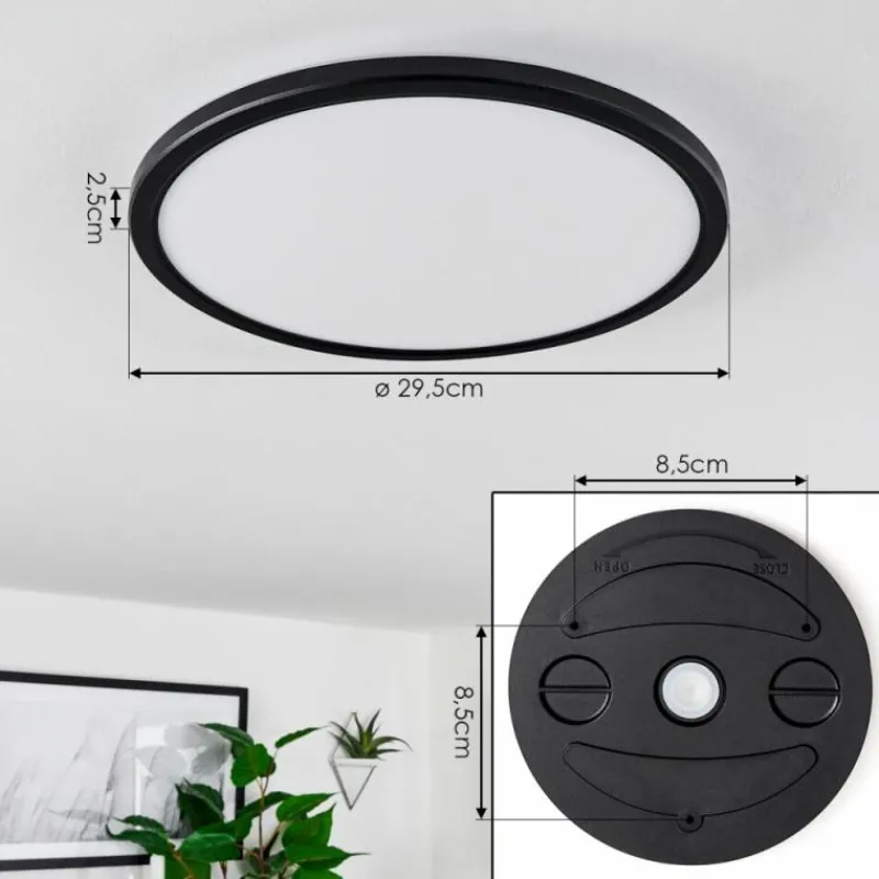 hofstein Plafonnier Hortinhas LED Noir, 1 lumière, Télécommandes, Changeur de couleurs