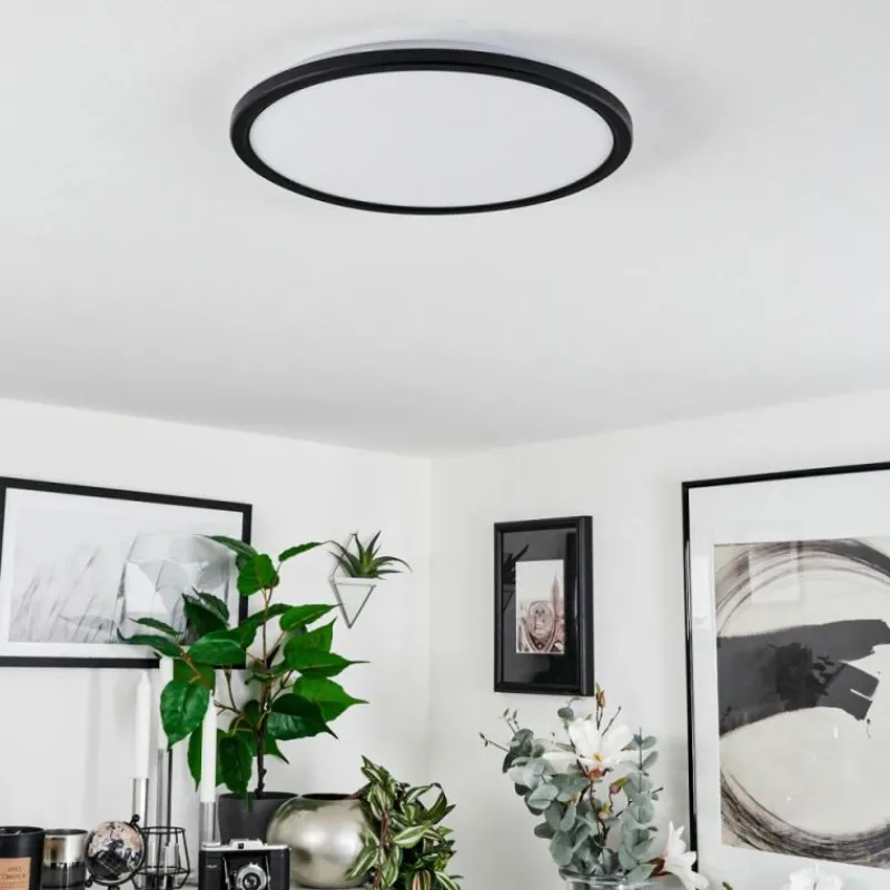 hofstein Plafonnier Hortinhas LED Noir, 1 lumière, Télécommandes, Changeur de couleurs