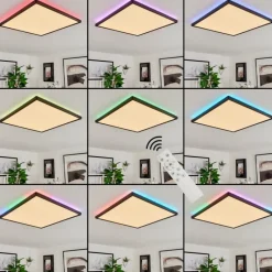 hofstein Plafonnier Hortinhas LED Noir, 1 lumière, Télécommandes, Changeur de couleurs