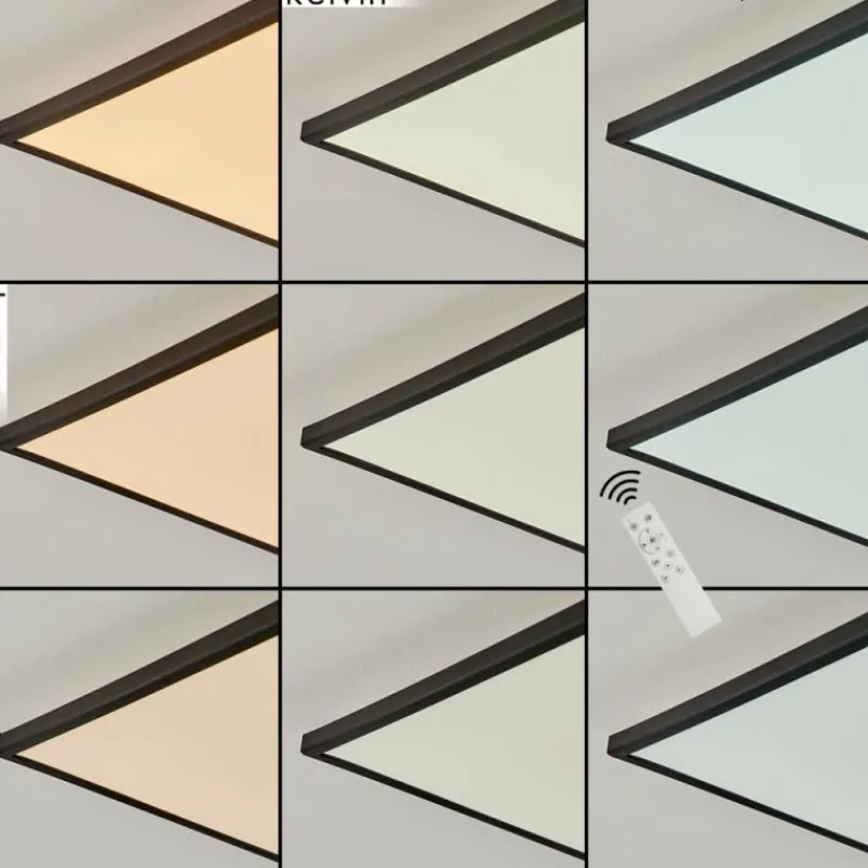 hofstein Plafonnier Hortinhas LED Noir, 1 lumière, Télécommandes, Changeur de couleurs