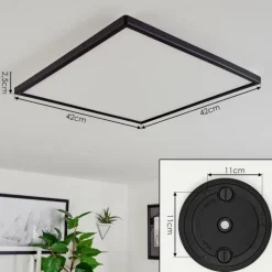 hofstein Plafonnier Hortinhas LED Noir, 1 lumière, Télécommandes, Changeur de couleurs