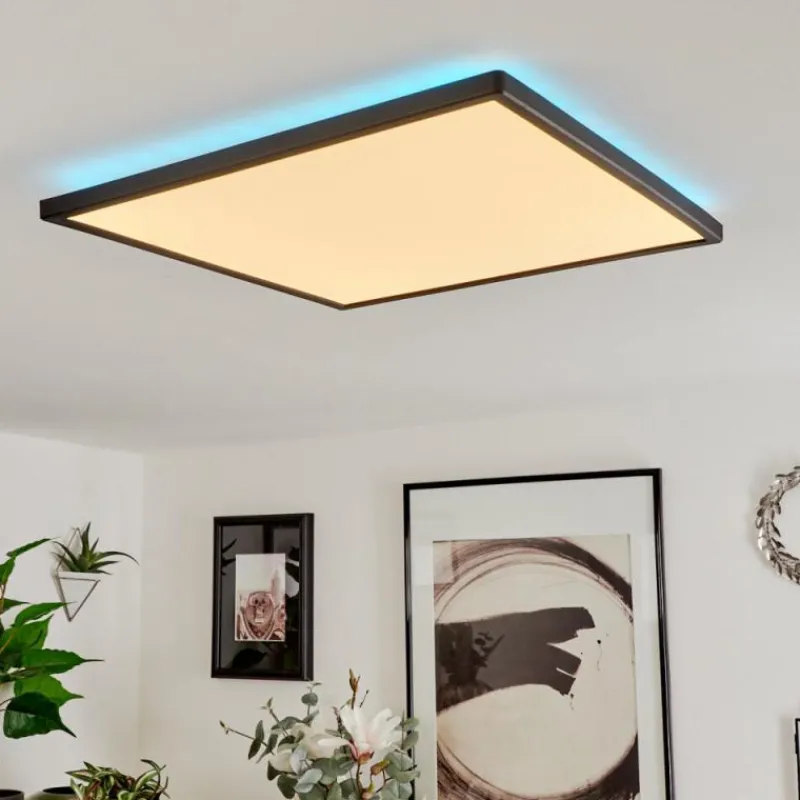 hofstein Plafonnier Hortinhas LED Noir, 1 lumière, Télécommandes, Changeur de couleurs