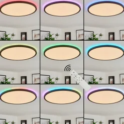 hofstein Plafonnier Hortinhas LED Noir, 1 lumière, Télécommandes, Changeur de couleurs