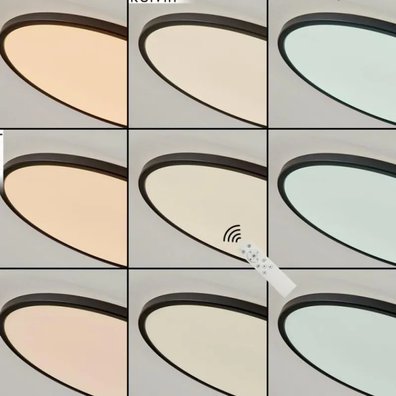 hofstein Plafonnier Hortinhas LED Noir, 1 lumière, Télécommandes, Changeur de couleurs