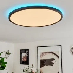 hofstein Plafonnier Hortinhas LED Noir, 1 lumière, Télécommandes, Changeur de couleurs