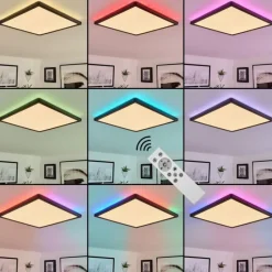 hofstein Plafonnier Hortinhas LED Noir, 1 lumière, Télécommandes, Changeur de couleurs