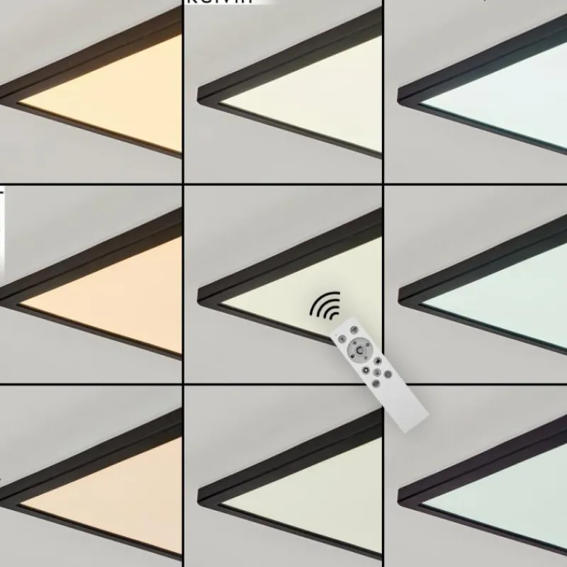 hofstein Plafonnier Hortinhas LED Noir, 1 lumière, Télécommandes, Changeur de couleurs