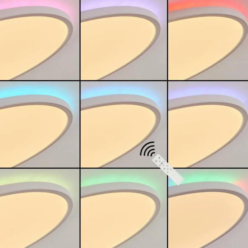 hofstein Plafonnier Hortinhas LED Blanc, 1 lumière, Télécommandes, Changeur de couleurs