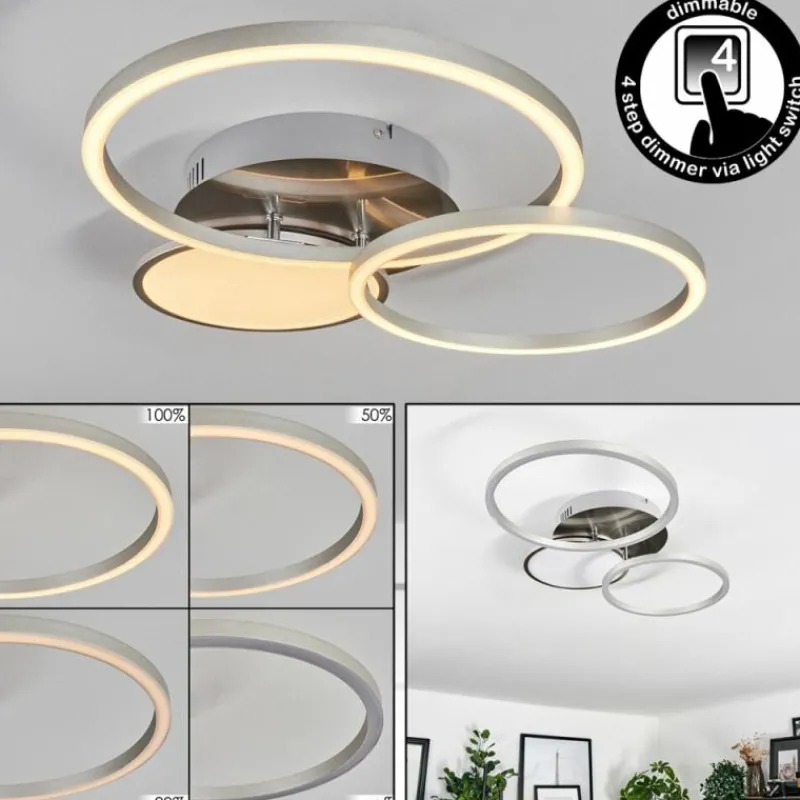 hofstein Plafonnier Hosum LED Nickel mat, 1 lumière