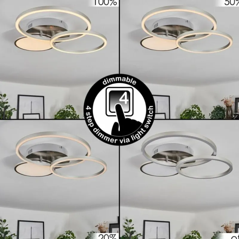 hofstein Plafonnier Hosum LED Nickel mat, 1 lumière