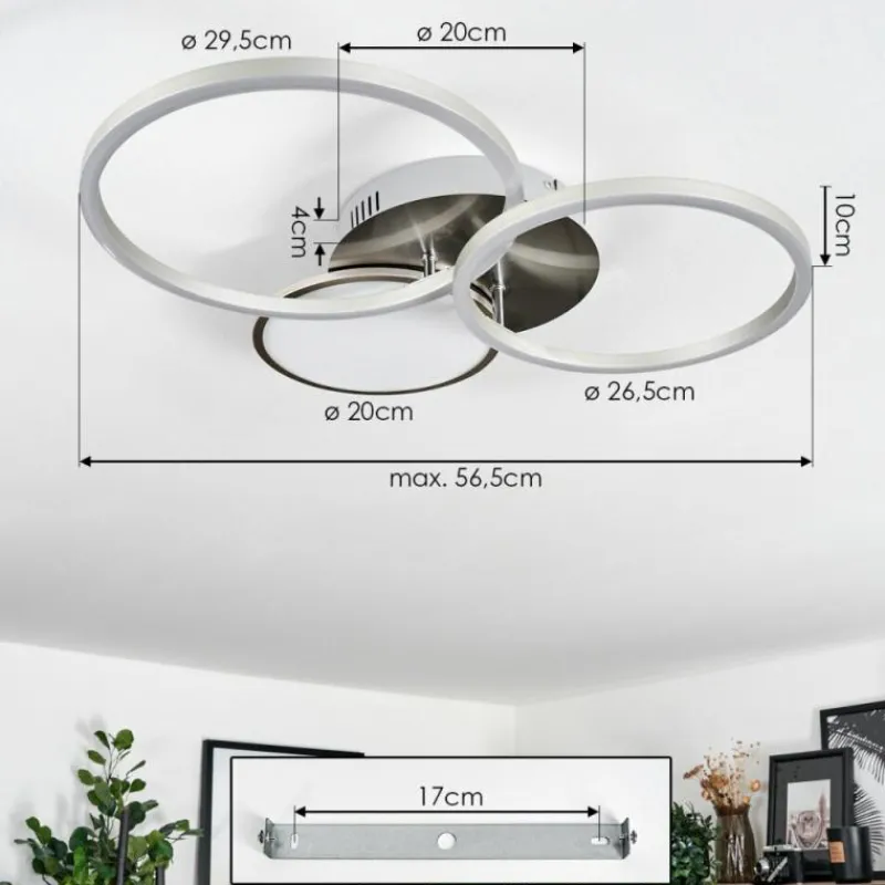 hofstein Plafonnier Hosum LED Nickel mat, 1 lumière