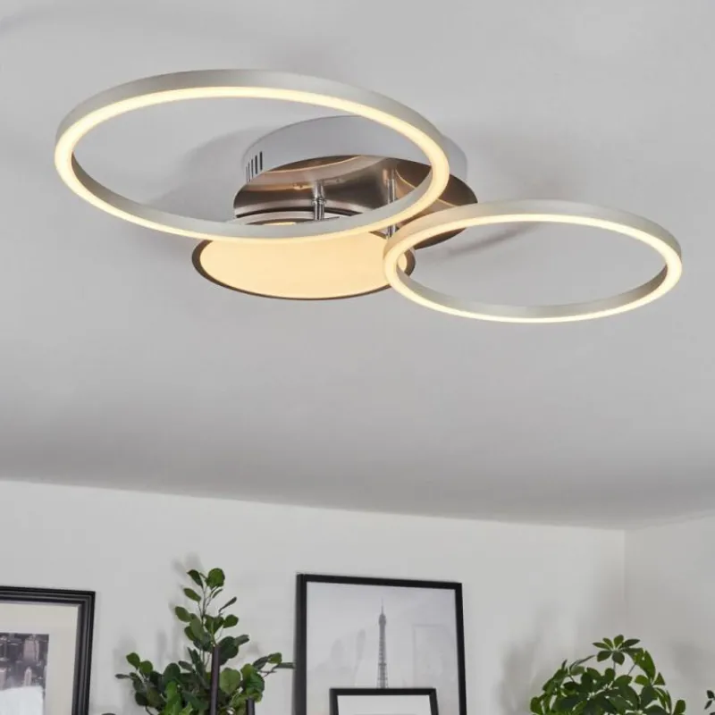 hofstein Plafonnier Hosum LED Nickel mat, 1 lumière