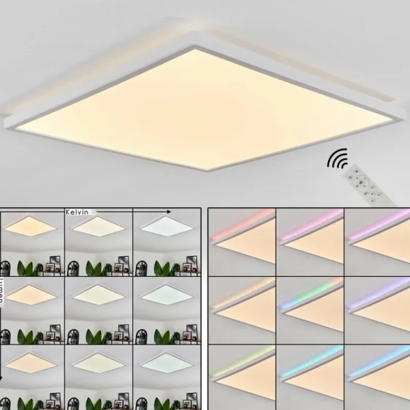hofstein Plafonnier Hotinhas LED Blanc, 1 lumière, Télécommandes, Changeur de couleurs