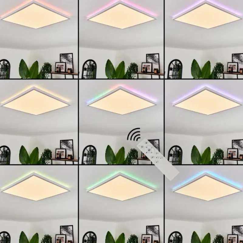 hofstein Plafonnier Hotinhas LED Blanc, 1 lumière, Télécommandes, Changeur de couleurs