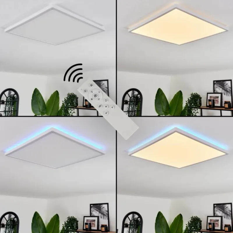 hofstein Plafonnier Hotinhas LED Blanc, 1 lumière, Télécommandes, Changeur de couleurs