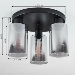 Suspension Verre Fumé-hofstein Plafonnier Hunouri Noir, 3 lumières