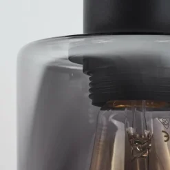 Suspension Verre Fumé-hofstein Plafonnier Hunouri Noir, 3 lumières