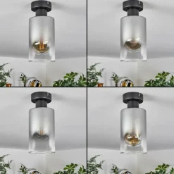 Suspension Verre Fumé-hofstein Plafonnier Hunouri Noir, 1 lumière