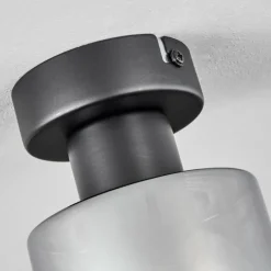 Suspension Verre Fumé-hofstein Plafonnier Hunouri Noir, 1 lumière