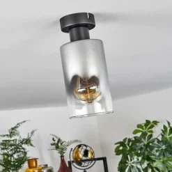 Suspension Verre Fumé-hofstein Plafonnier Hunouri Noir, 1 lumière