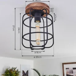 Lampes Vintages & Rétros-hofstein Plafonnier Husvik Bois foncé, 1 lumière