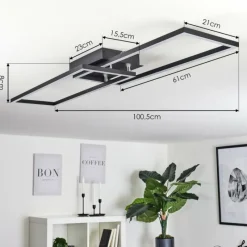 hofstein Plafonnier Hyacinthe LED Chrome, Noir, 1 lumière