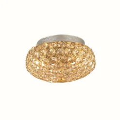 Luminaires Orientaux-Luminaires Ideallux Plafonnier Ideal Lux KING Or, Aspect cristal, 3 lumières