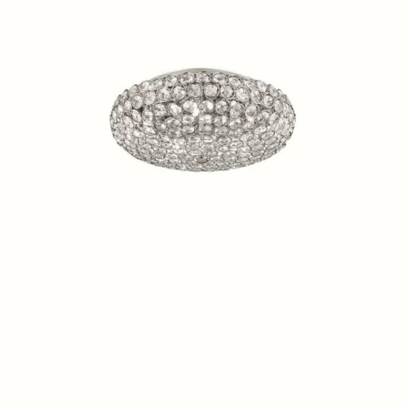 Luminaires Orientaux-Luminaires Ideallux Plafonnier Ideal Lux KING Chrome, Aspect cristal, 5 lumières