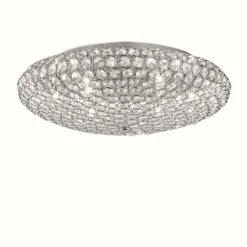 Luminaires Orientaux-Luminaires Ideallux Plafonnier Ideal Lux KING Chrome, Aspect cristal, 9 lumières