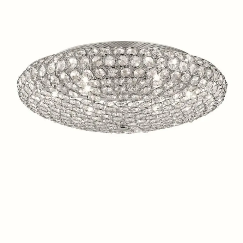 Luminaires Orientaux-Luminaires Ideallux Plafonnier Ideal Lux KING Chrome, Aspect cristal, 9 lumières