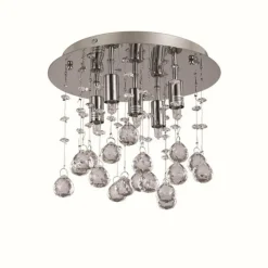 Luminaires Ideallux Plafonnier Ideal Lux MOONLIGHT Chrome, Aspect cristal, 5 lumières* Plafonniers