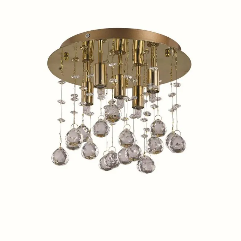 Lampes Dorées-Luminaires Ideallux Plafonnier Ideal Lux MOONLIGHT Or, Aspect cristal, 5 lumières