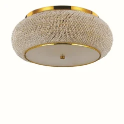 Luminaires Indiens-Luminaires Ideallux Plafonnier Ideal Lux PASHA Or, Aspect cristal, 10 lumières