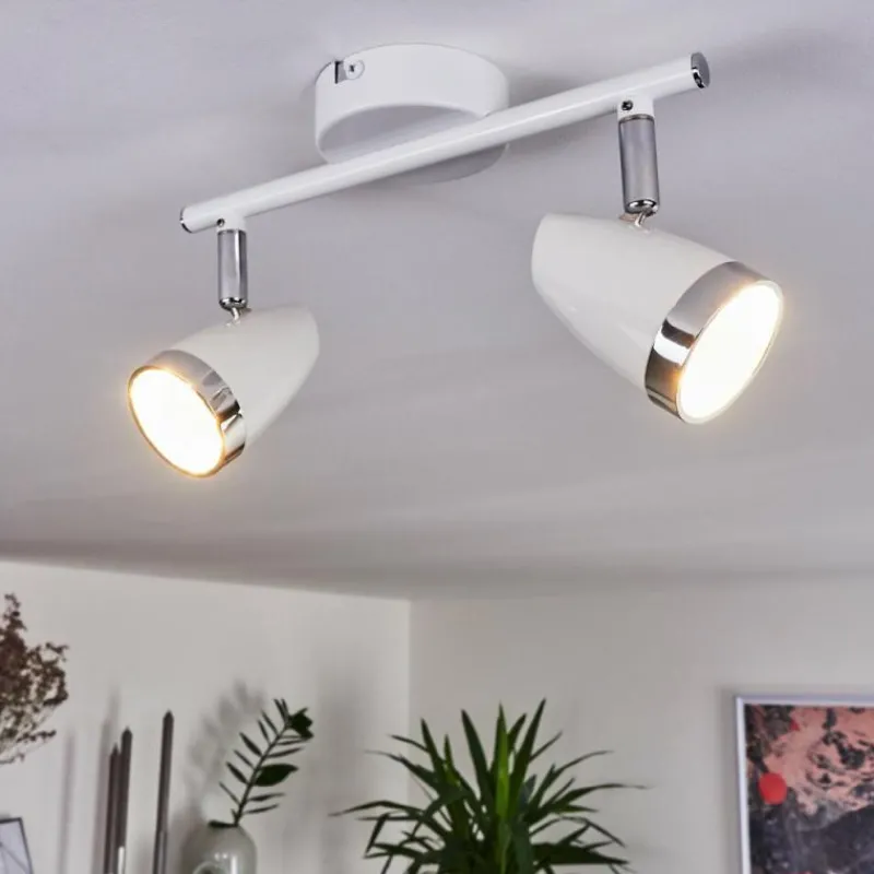 hofstein Plafonnier Idlewild LED Chrome, Blanc, 2 lumières