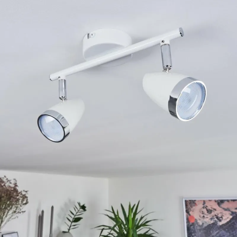 hofstein Plafonnier Idlewild LED Chrome, Blanc, 2 lumières