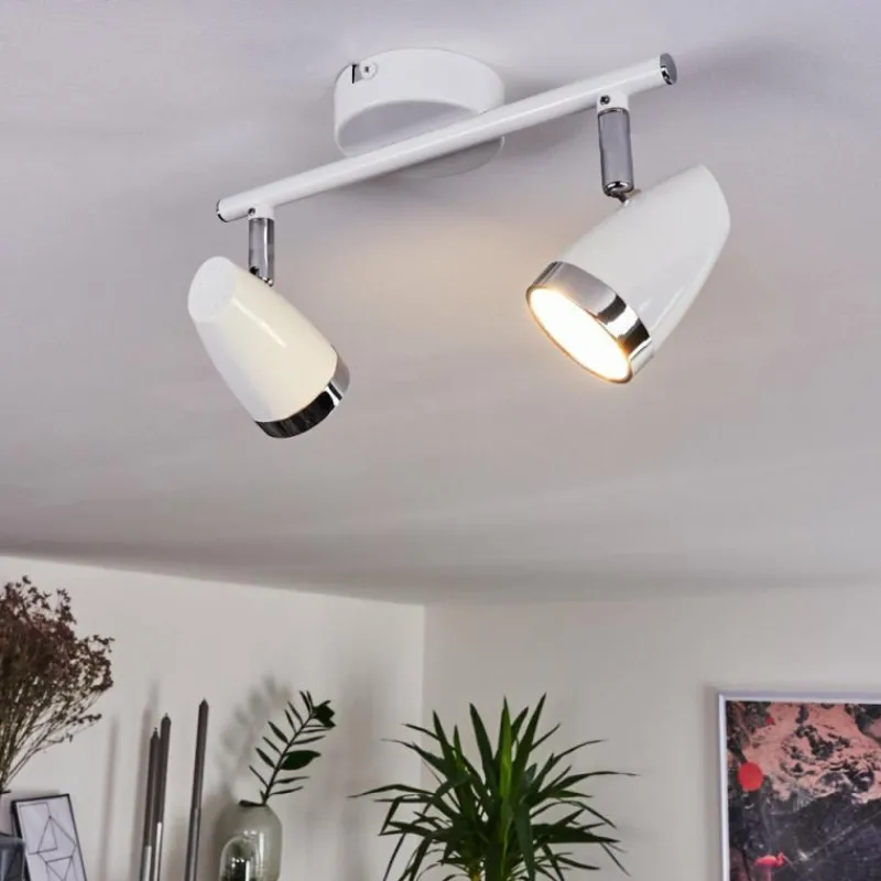 hofstein Plafonnier Idlewild LED Chrome, Blanc, 2 lumières