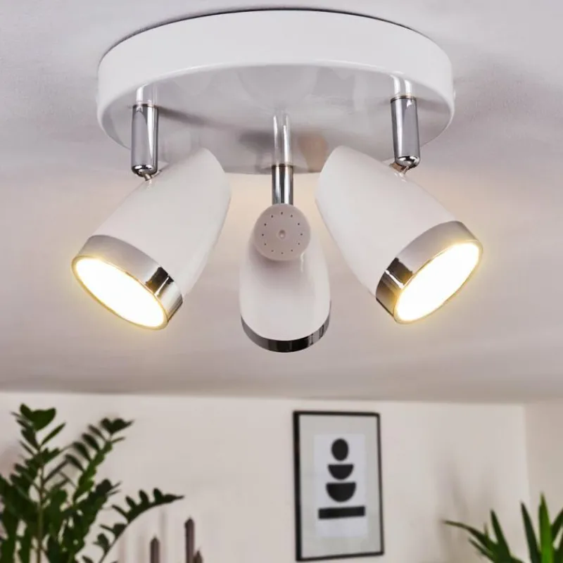 hofstein Plafonnier Idlewild LED Chrome, Blanc, 3 lumières