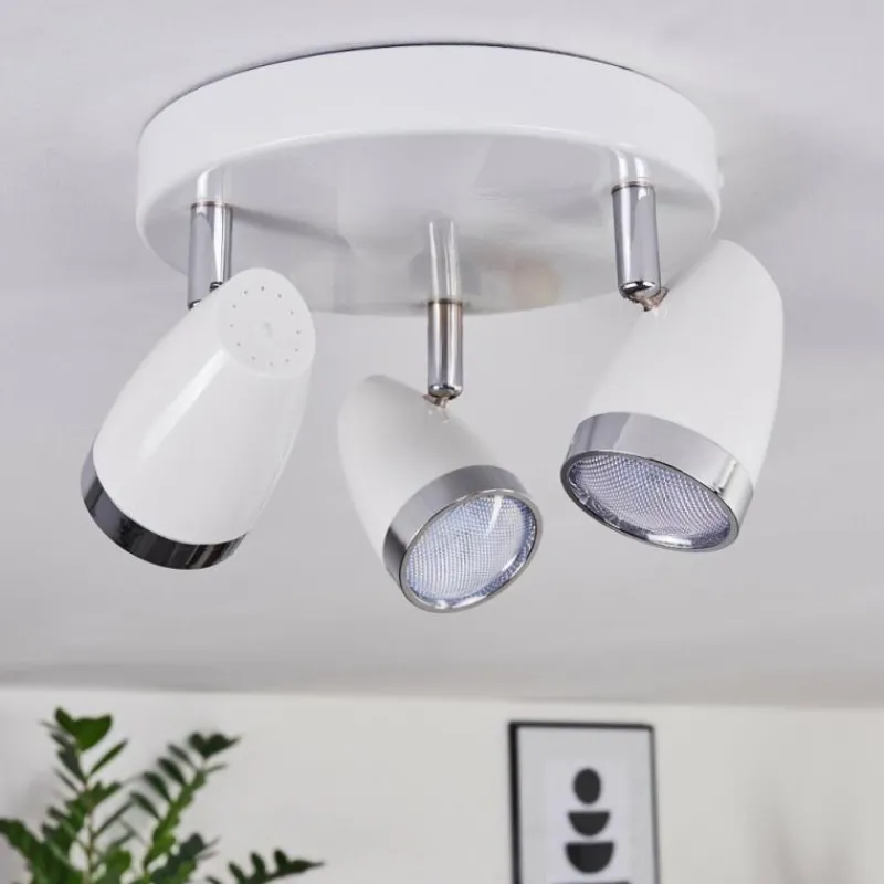 hofstein Plafonnier Idlewild LED Chrome, Blanc, 3 lumières