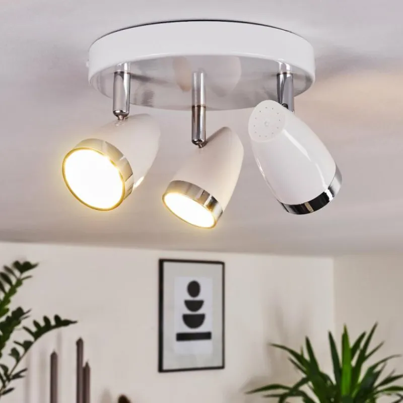 hofstein Plafonnier Idlewild LED Chrome, Blanc, 3 lumières