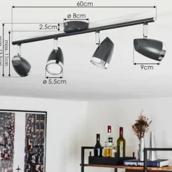 Lampes Industrielles-hofstein Plafonnier Idlewild LED Noir, 4 lumières