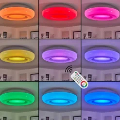 Idual Plafonnier Daphnis LED Argenté, Blanc, 1 lumière, Télécommandes, Changeur de couleurs